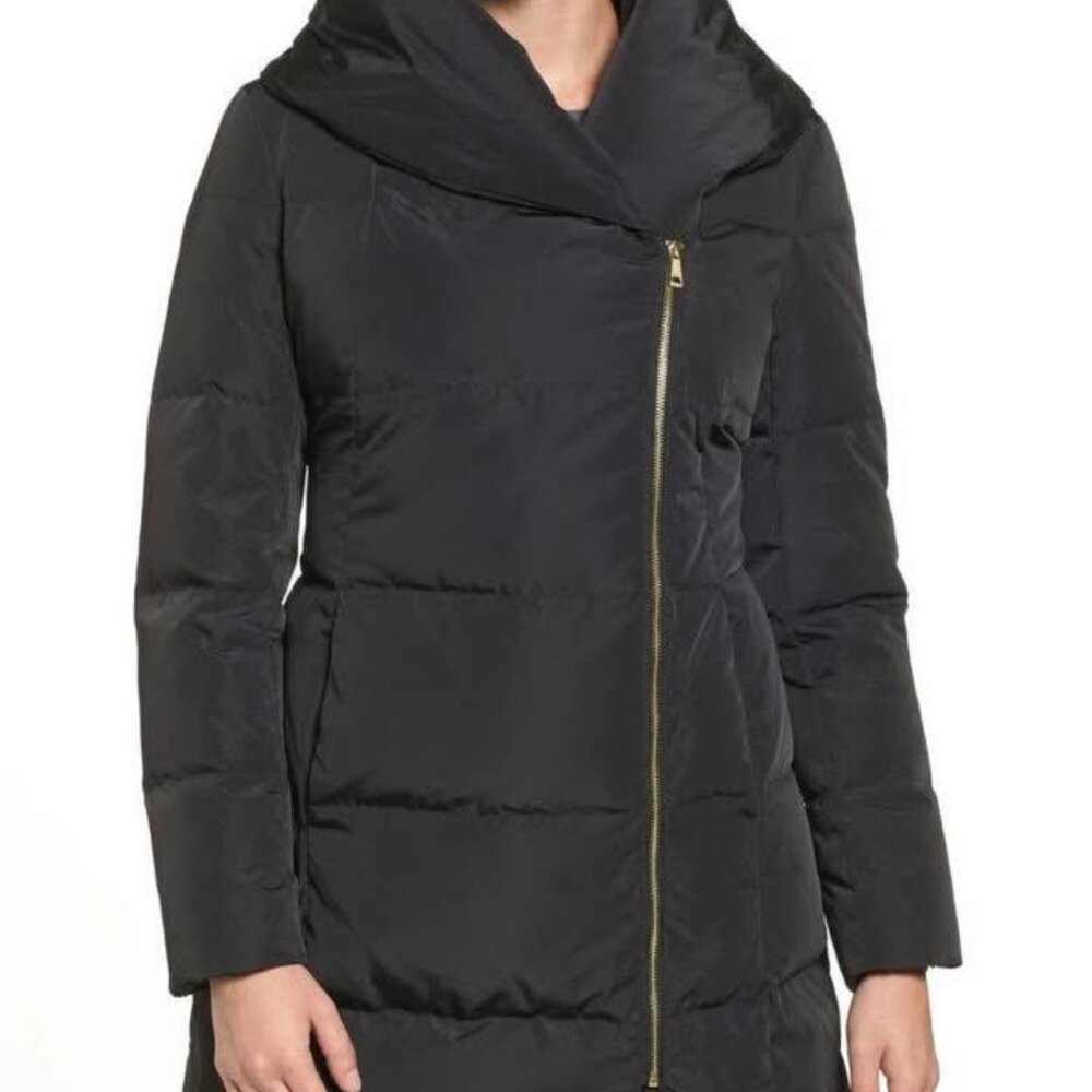 Cole Haan Signature Taffeta Down Quilted Oversize Hooded Front Zip Coat [size L] - Picture 2 of 10